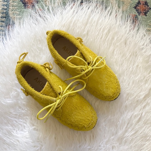 akid brand kids yellow suede sneaker boot boys shoe leather chukka moccasin 12 - Picture 2 of 12